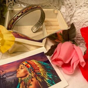 VINTAGE 925 STERLING SILVER TRI-COLOR HANDCRAFTED CUFF, 22 GRAMS